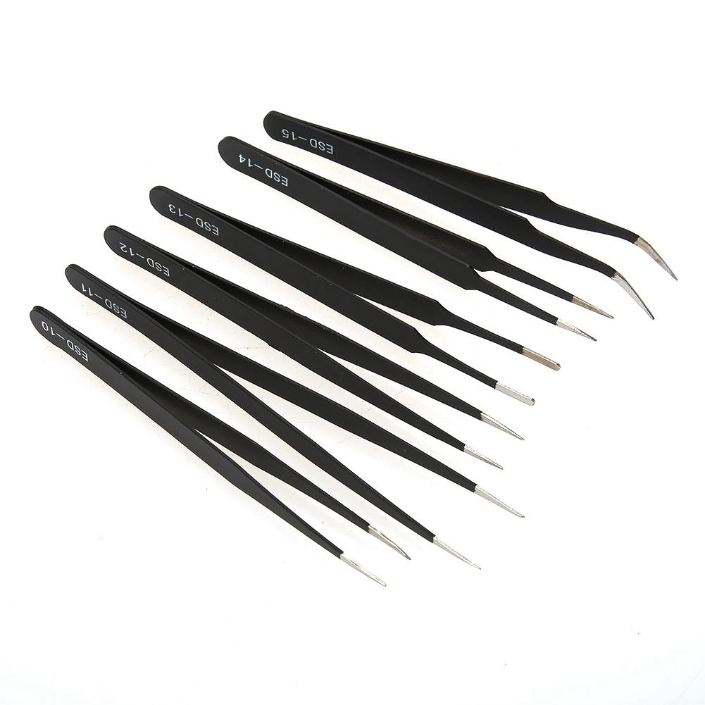 6PCS Anti static Tweezers Stainless Steel Tweezer Maintenance Tool
