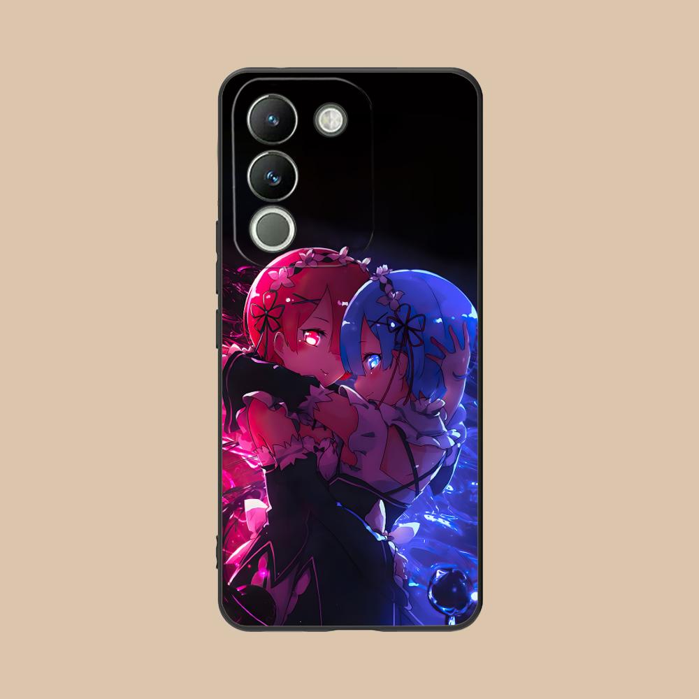 ReZero Rem Ram Matte TPU Mobile Phone Case for VIVO Y77 76 75 74 73 72 58 56 55 51 50 38 36 Y19 Y18 Y03 Y01 5G Colorful Cover