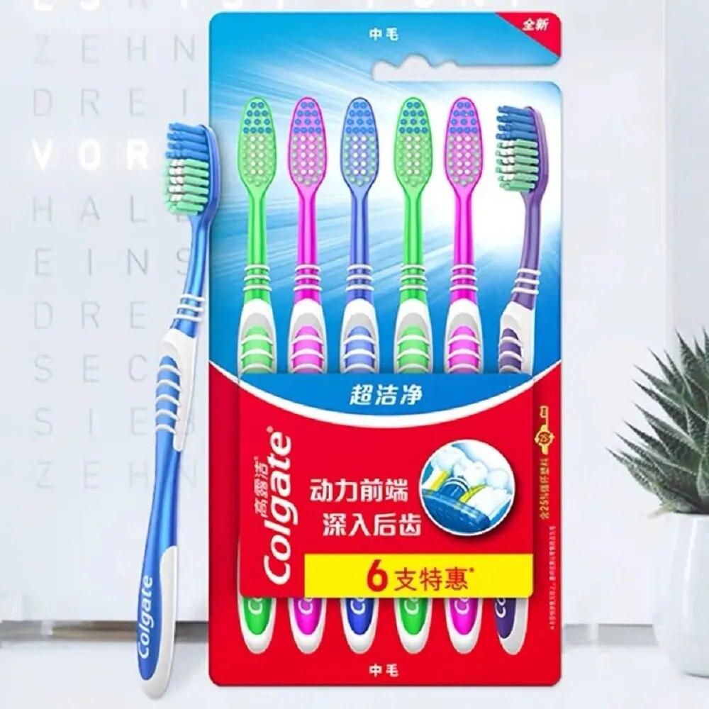6pcs Toothbrushes Set - Random Colors,  Family/Couple Use, Travel Suit for Men & Women, Back Tooth Cleaning