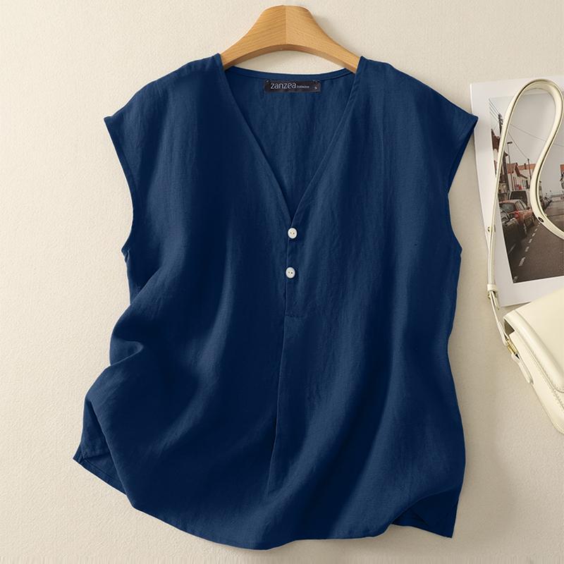 ZANZEA Women Casual V-Neck Summer Sleeveless Tank Tops