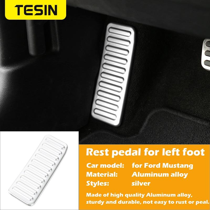TESIN Aluminum Alloy Car Left Foot Step Pedal Foot Rest Pedal Cover Anti Slip Accessories for Ford Mustang 2015 + Car