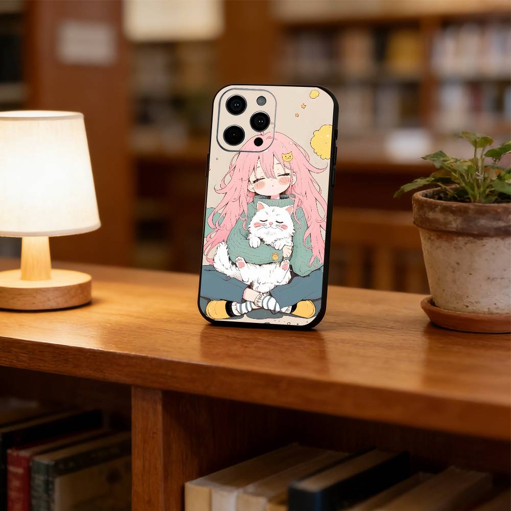 

Cute girl painting Phone Case For iPhone 17, 16,15,14,13,12,11 Plus,Pro Max, Others Soft Black Cover iPhone14Pro
