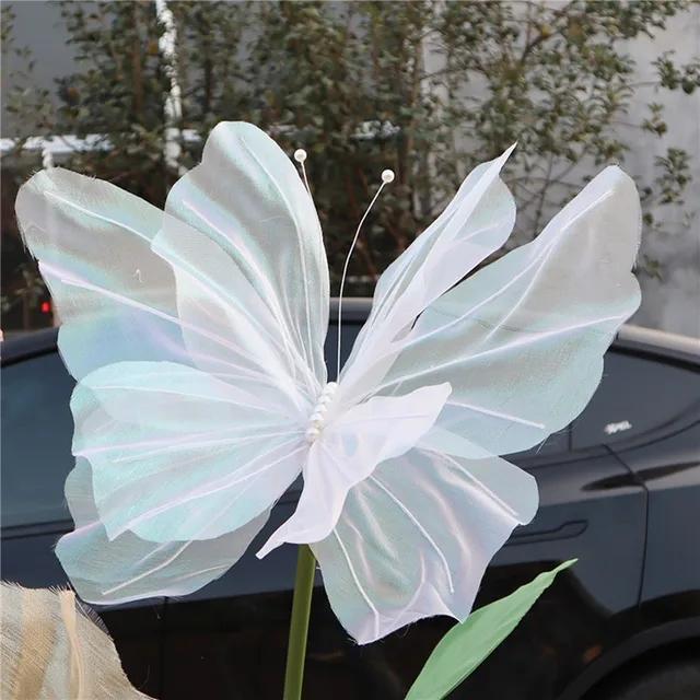 

50cm Big Simulation Butterfly 3D Outdoor Shopping Mall Wedding Festival Decoration Prop Hollow Large Hanging Gauze Fake Flower
