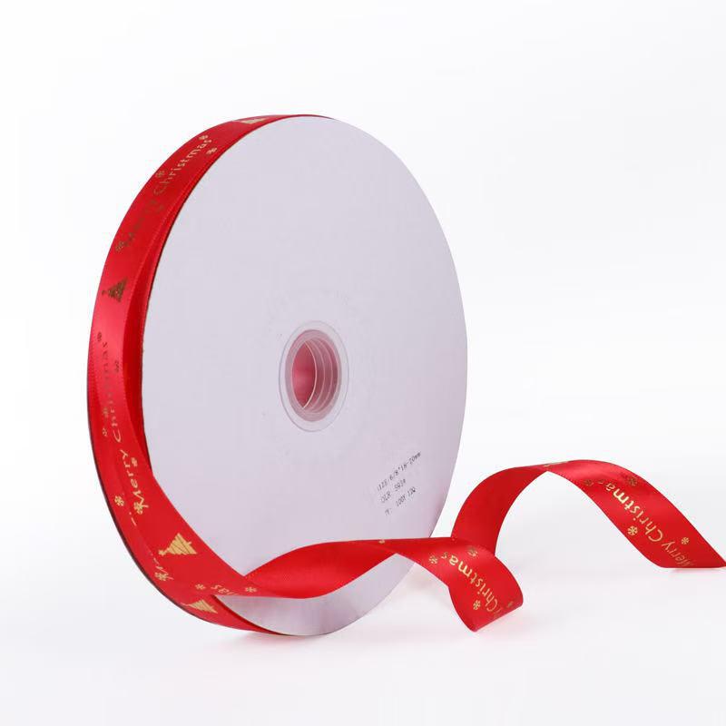 2.5cm Christmas Tree Satin Ribbon for DIY Bows, Flowers, Gift Boxes, and Baking Packaging