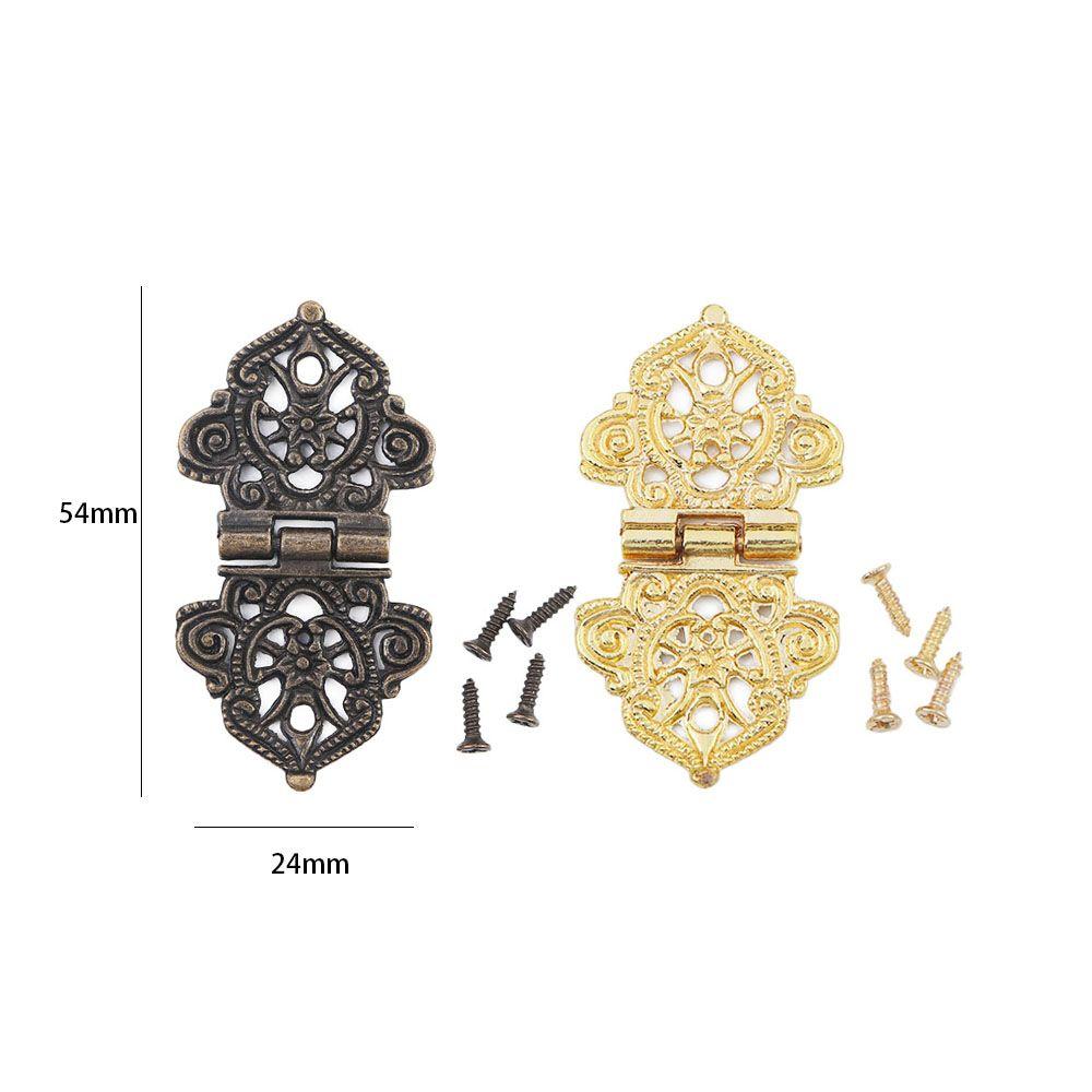 Door Decorative Vintage Chinese Style Lace Mini Furniture Hardware Hollow Flower Antique Butt Hinges