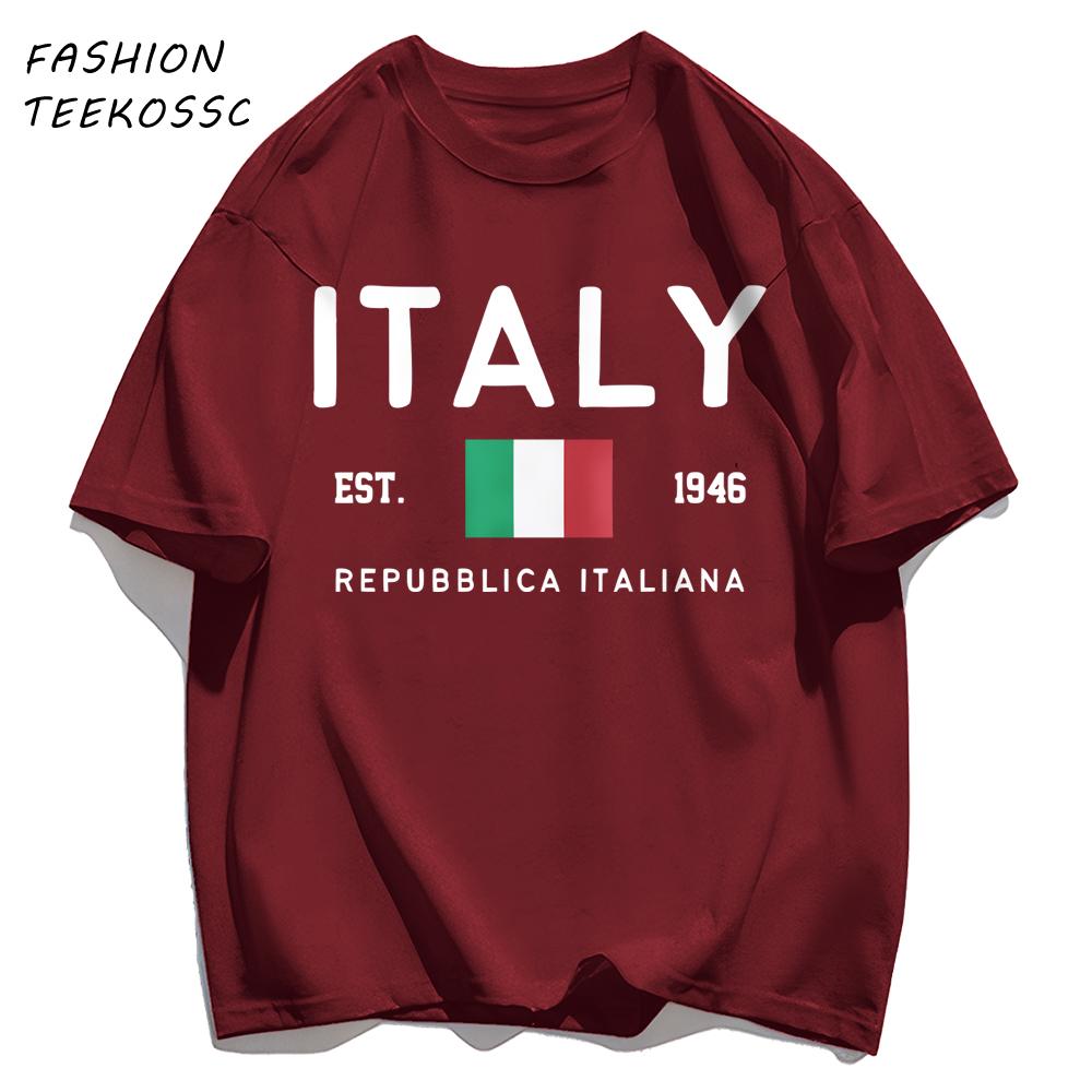 Italy Repubblica Italiana Printed Men T Shirts AllMatch Cotton TShirt Casual Crewneck Loose Streetwear Man Summer Basics Top