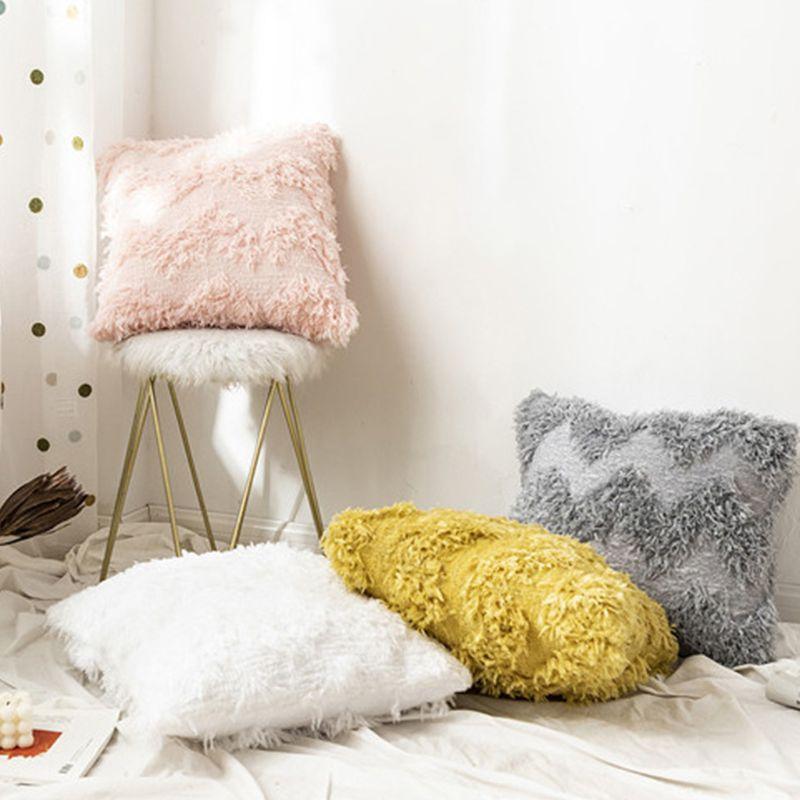 yellow fuzzy throw pillow