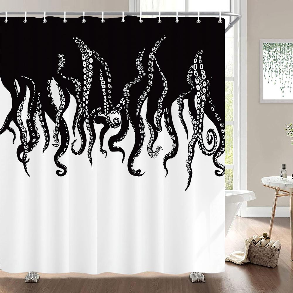 Lovely Dolphin Cartoons Shower Curtains Waterproof Bathroom Curtain 3D Marine Life With Hooks Large Size 240*180Cm Bath Screen