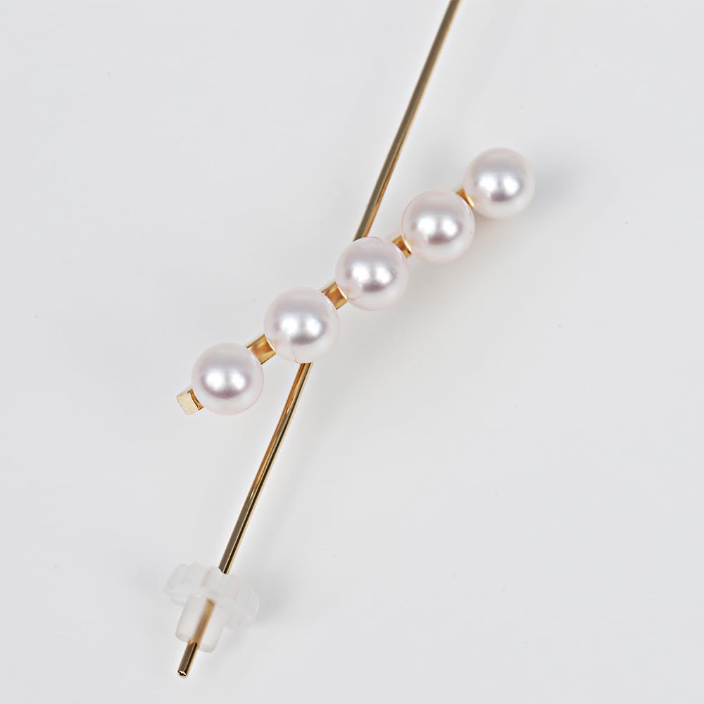 Akoya Pearl Line Pearl Earrings 4.0mm Earrings, K10, Women's, [Gift Wrapped]