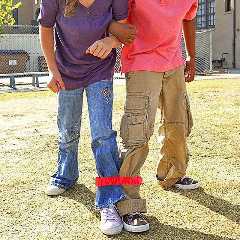 8Pcs Legged Race Bands Elastic Tie Rope Outdoor Relay Race Games For Kids Carnival Party Supplies Backyard Teamwork Gifts Playful