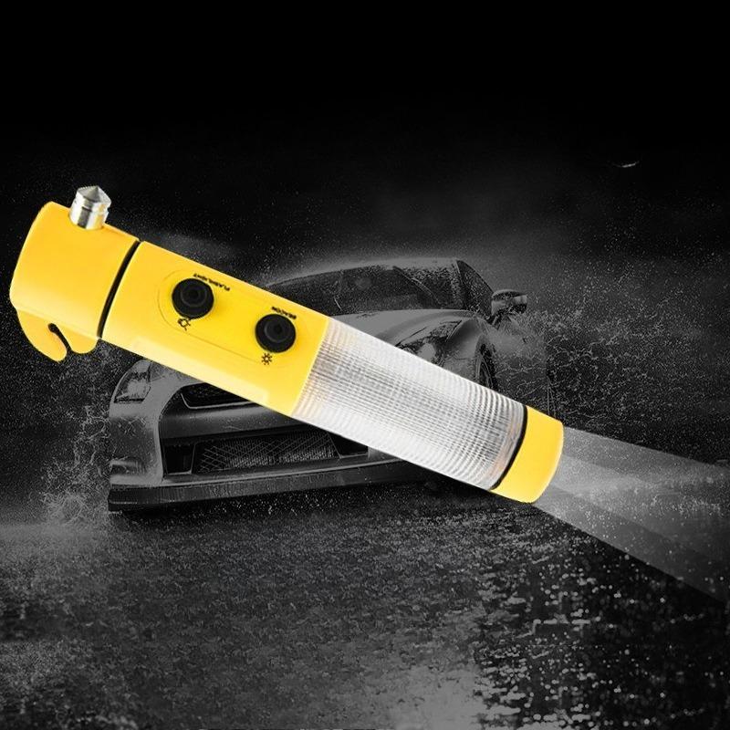 Multi-functional Car-specific Safety Hammer, Car Escape Window Glass Breaking Safety Hammer, Fire Flashlight - Four-in-one