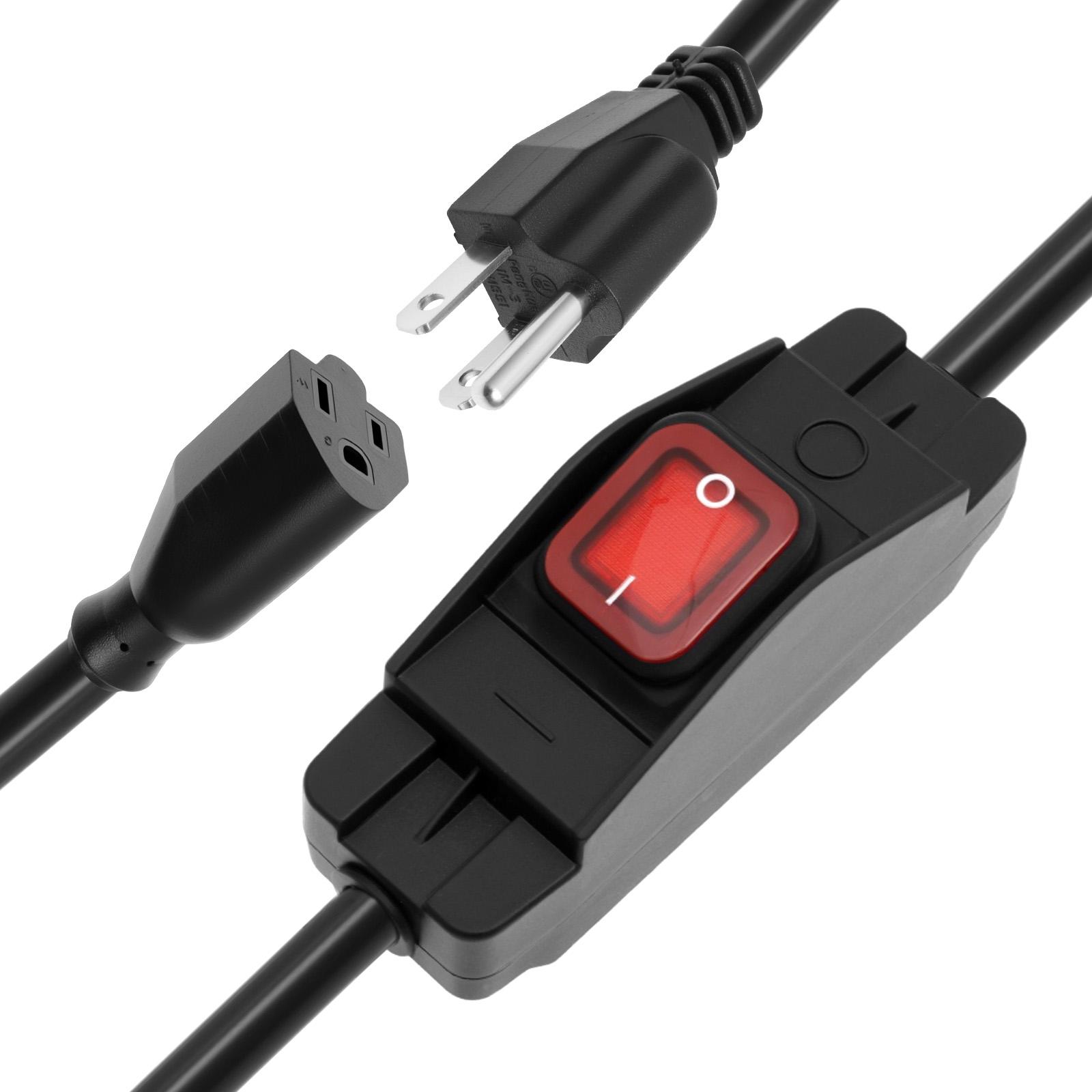 

IP65 Waterproof Inline Cord Switch 15A 125V with On/Off Capability and LED Indicator Compatible with Electrical Appliances чорний