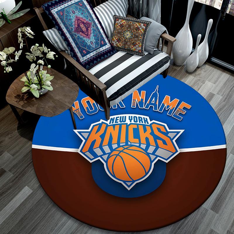 Custom Name New York Knicks2 Round Area Rug,Carpet Rug for Living Room Bedroom Sofa Playroom Decor,Non-slip Floor Mat