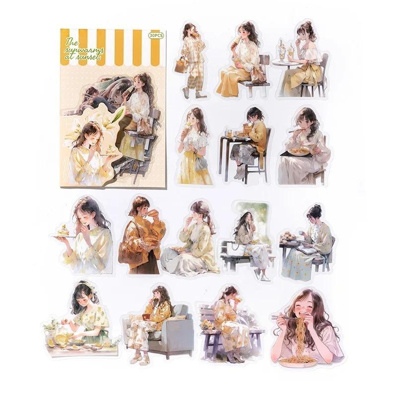 30pcs/1lot Kawaii Stationery Stickers A Tender Half Life Junk Journaling Decorative Mobile Scrapbooking for Stickers Scrapbook
