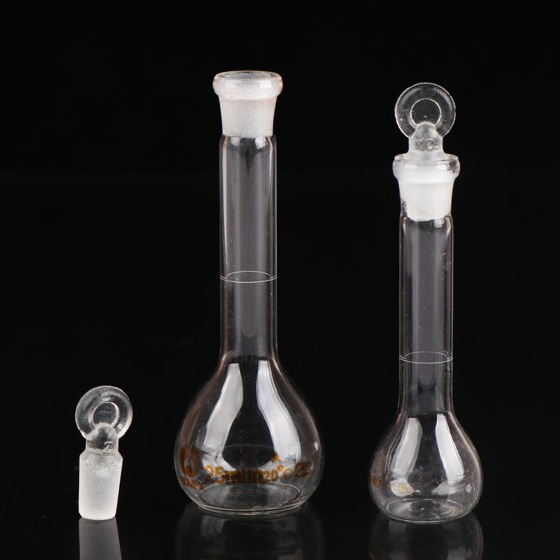 1 Stuks 10/25 ml Transparante Glazen Maatkolf Glaswerk Met Stopsel Scheikunde Laboratorium Glazen Kolf Levering Met Stopsel