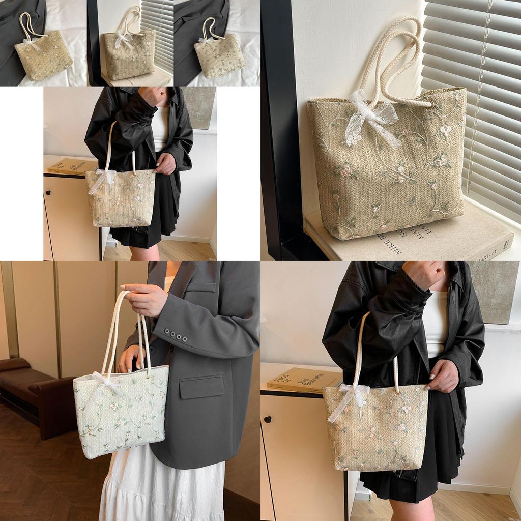Trendy Summer Woven Tote Bag With Elegant Bow Design For Beach Vacations