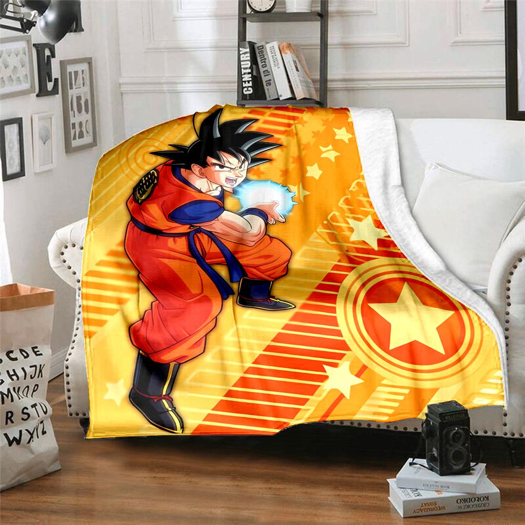 1 ks flanelová deka s potiskem Son Goku, Vysoce kvalitní pro všechna roční období, Domácí dekorace, Teplo a pohodlí, Perfektní jako vánoční dárky
