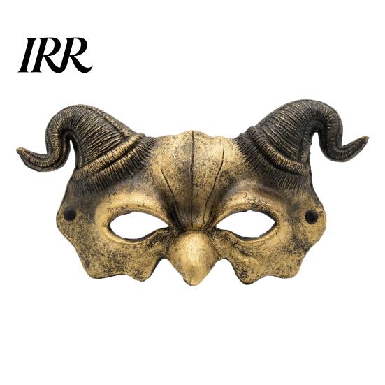 Gothic Cosplay Mask Halloween Ram Horn Demon Mask, Horror Devil Half Face Lightweight Masquerade for Costume Party Vintage