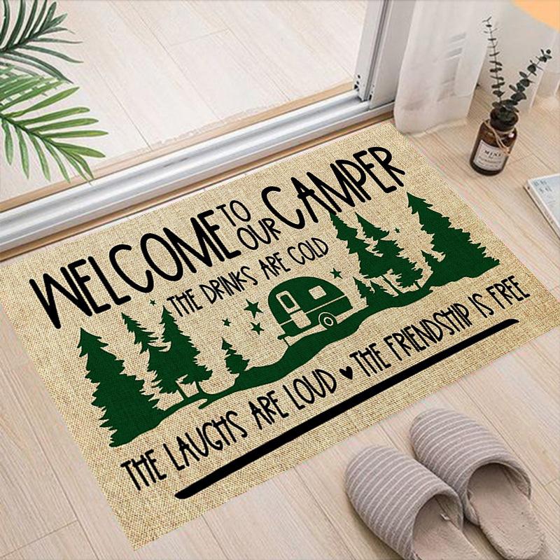 Cartoon Camping Floor Mat Entrance Welcome Doormats Kitchen Rug Home Decor Carpet Non-slip Area Rug Anti-slip Machine Washable