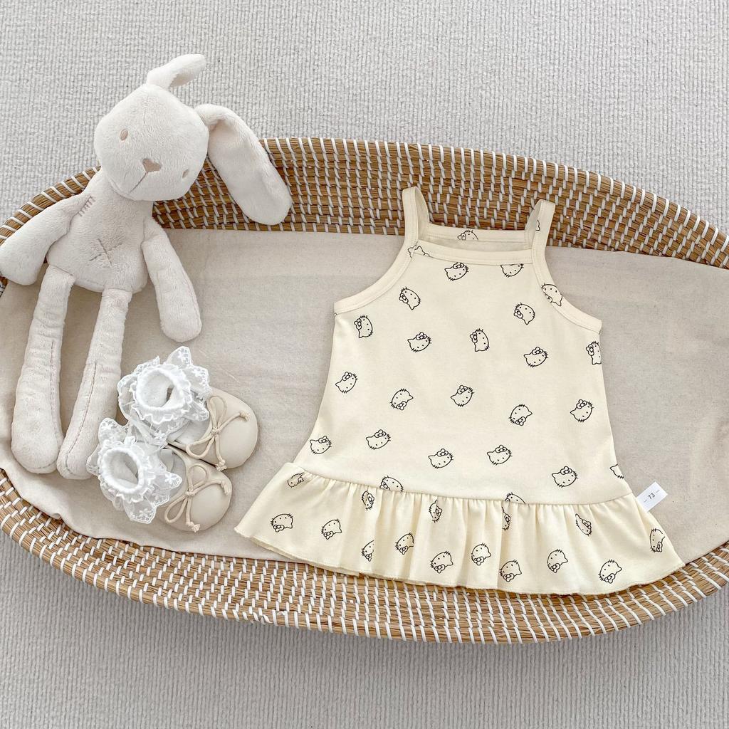 Cute Summer Cartoon Dress for Girls Ruffled Strap Toddler Dress
