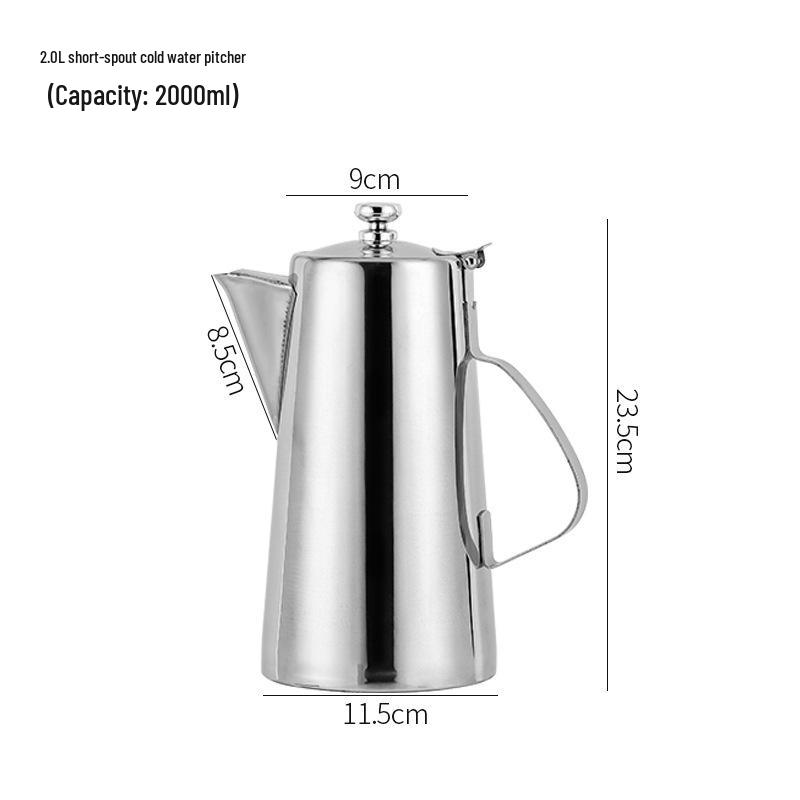 Thickened Stainless Steel Long Spout Teapot with Flat Lid, Large Capacity for Cold Water, Soup, or Juice.