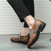 2025 Angebot Britische Retro Casual Herrenschuhe Mode Hochzeitsschuhe Business Block Graviert Farblich passend Fußschuhe Herren