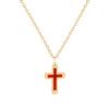304 Stainless Steel Religious Necklace 18K Gold Plated Link Cable Chain Cross Pendant Necklace 45cm+ 5cm For Women Birthstone