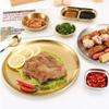 AEE4-BBQ Thick Round Plate BBQ Plate Golden Cafe Fruit Cake Plate