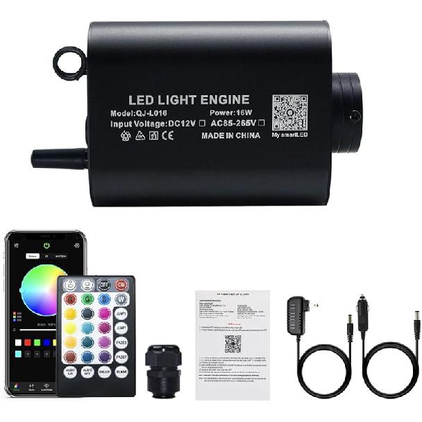 AKEPO 10W Twinkle Fiber Optic Light Engine Light Source, APP Control + Music Activated + 28-Key Remote Control for Car Stars Headliner and Home Star