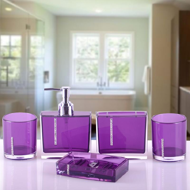 5 Accessories Pcs Bathroom Multicolors Acrylic Diamondmounted Shining Sets