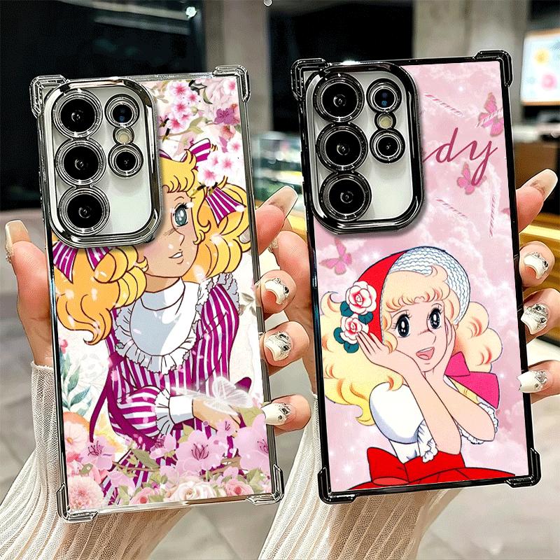 Anime Candy Candy Plating Phone Case For Samsung Galaxy S24 S25 FE S26 Edge S23 Ultra S22 S21 Plus S20 Anti-Fall Airabag Cover