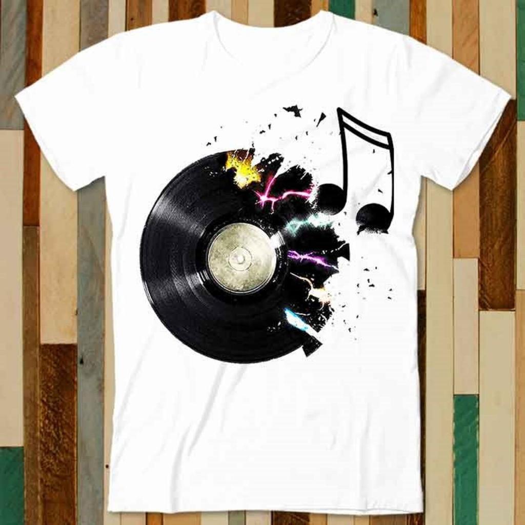 Vinyl Music Everywhere T Shirt Adult Unisex Men Women Retro Design Tee Vintage Top A4780