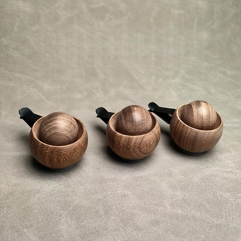 1pc Spherical Wooden Car Diffuser - Essential Oil Aromatherapy Clip for Air Vents, Natural Air Freshener & Car Decor