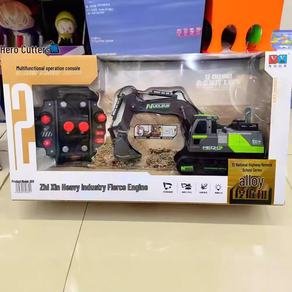 Extra Large Remote Control Excavator Toy with Flashing Lights & Sounds - Gift Box Set