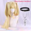 MisaMisa Cosplay Wig Long Golden Yellow Women Misa Amane Anime Cosplay Wig Heat Resistant Synthetic Hair + Wig Cap
