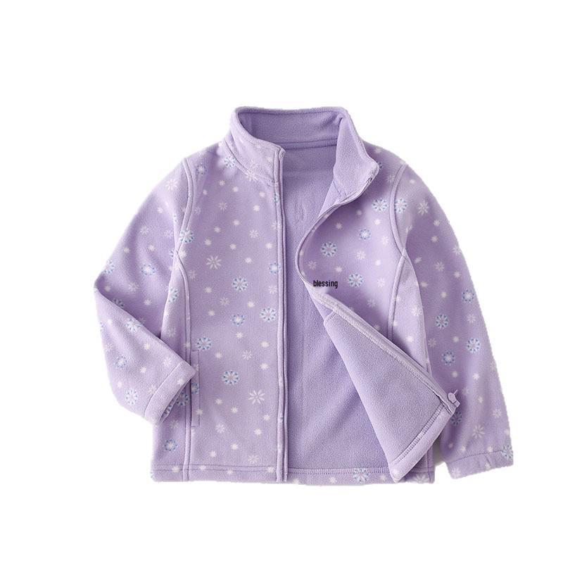 Boys' Fleece Jacket for Autumn/Winter - Stand-Up Collar, School Uniform Layer, Warm and Thick