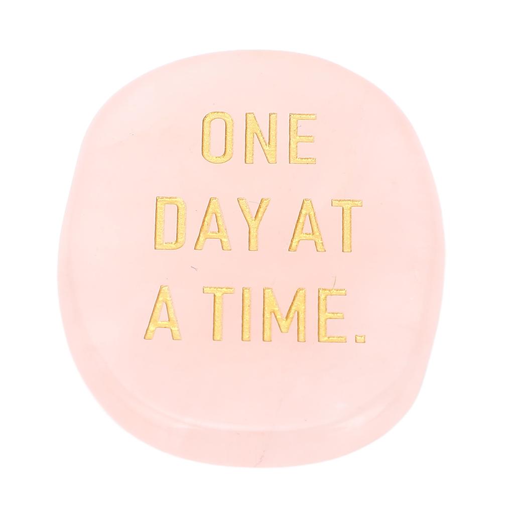 Worry Stone One Day At A Time Inspirational Enhance Confidence Give Power Thumb Stone for Anxiety Rose Quartz