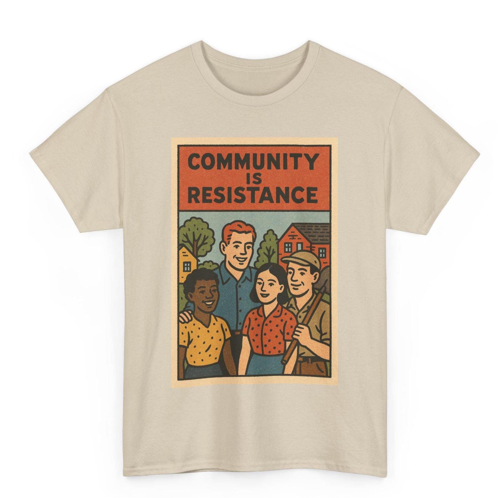Community Resistance T-Shirt: Retro Comic Style Activist Tee M
