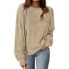 Women's Fashion Round Neck Pullover Sweater Casual Versatile Solid Color Knit Top