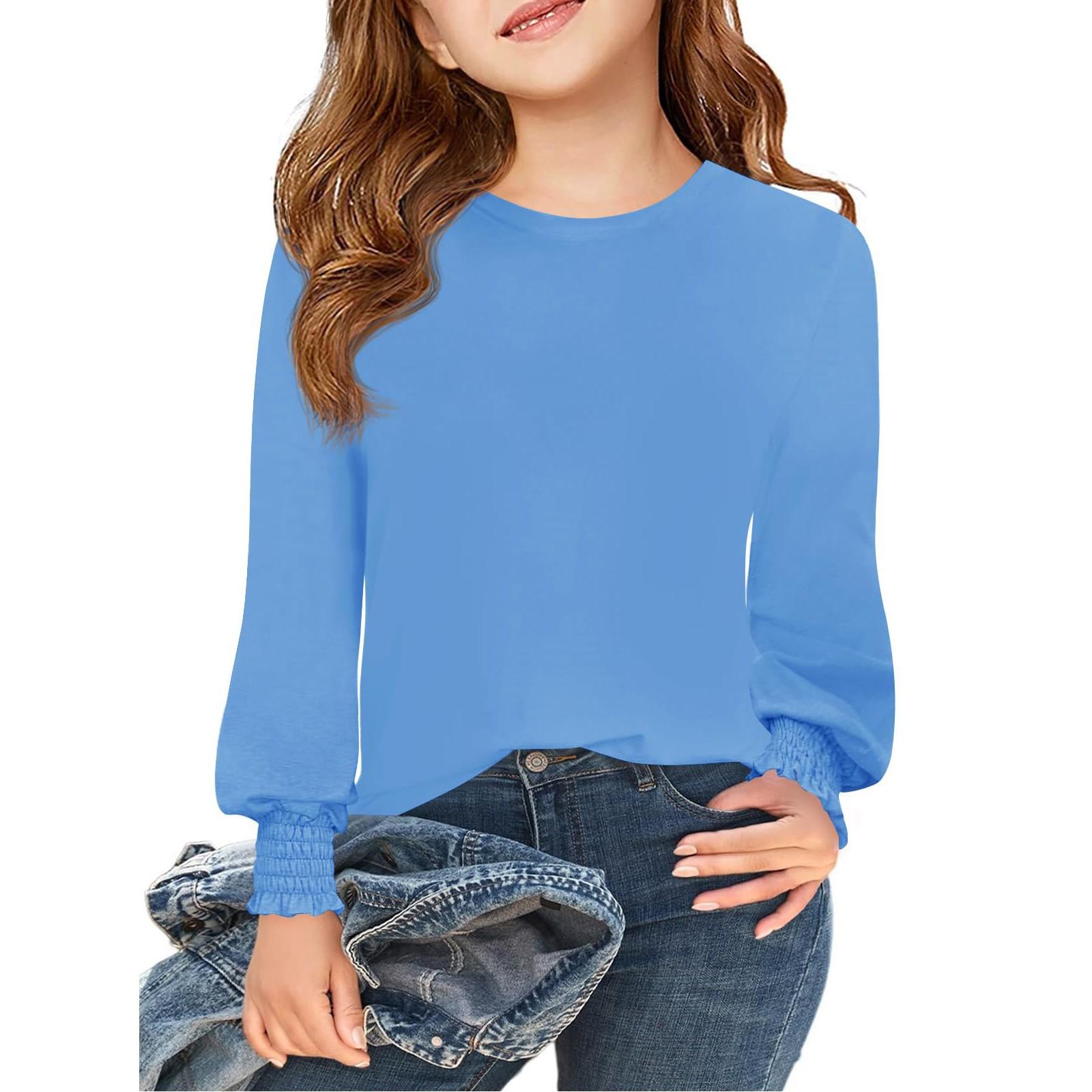 

Девочки, футболка с длинным рукавом - Топ с манжетами и круглым вырезом