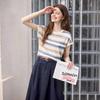 Women's Relaxed Fit Striped Ice Silk T-shirt