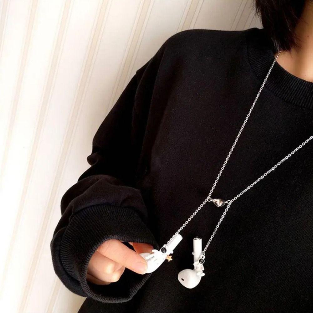 Magnetic Headphone Chains Astronaut Earphones Necklace Anti-Lost Earphone Chain Bluetooth Earphone