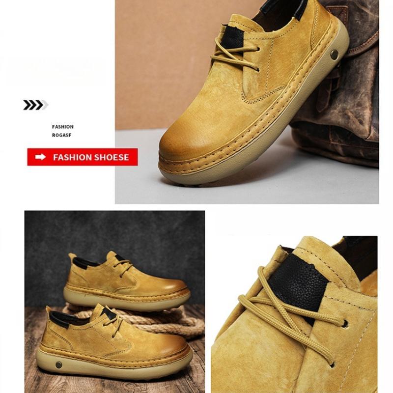 Retro Low-Top Schuhe Herrenschuhe Stil Leder Herbst Neu Lässige Lederschuhe Herren Weiches Leder Weiche Sohlen Herren Schuhe mit großem Zeh