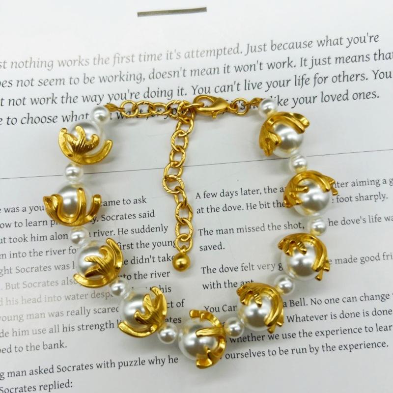 Vintage Baroque Pearl Necklace Bracelet Set Fashion Luxury Heavy Industry Art Retro