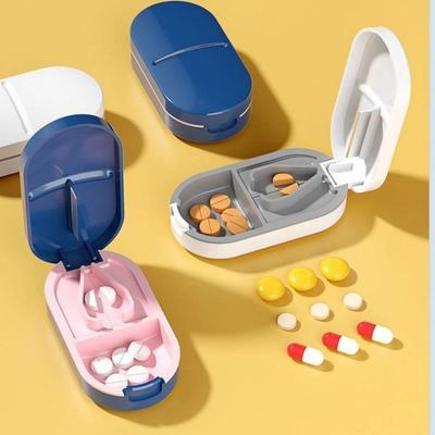 Nuovo elegante e comodo contenitore per medicinali, porta pillole, taglierina per compresse, divisore, scatola di sicurezza per tagliare le pillole