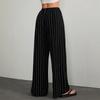 Women's Striped Wide Leg Pants Women's Pinstripe Drawstring Elastic Waist Pants Women's Casual Pants