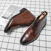Britský styl Kotníkové boty Business Casual Kožené Pánské boty Outdoorové Vycházkové Tenisky Elegantní Šněrovací Jednobarevné Pánské Brogue boty