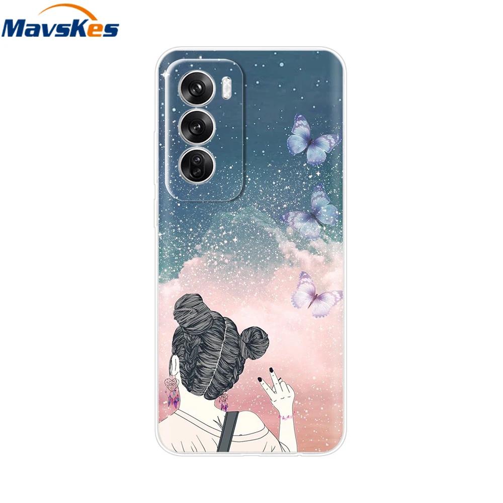 OPPO Reno 12 Pro 5G Case Fashion Flower Silicone Phone Case For OPPO Reno 12 Cover Reno12 Pro Bumper 2024 Soft Black TPU Fundas