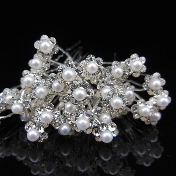 Rhinestone Pearl Flower U-shaped Bride Hairpin Clip