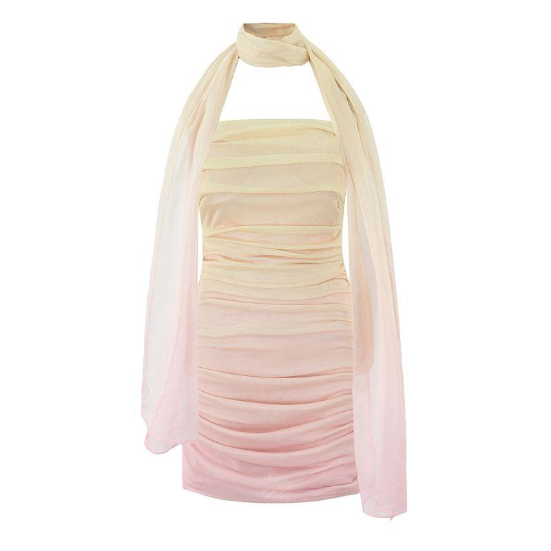 

Basse Qimeng Nana Pure Desire Atmosphere Streamer Macaron Gradient Color Slim fit Sexy Sheath Tube Top Dress Dream of Barcelona L